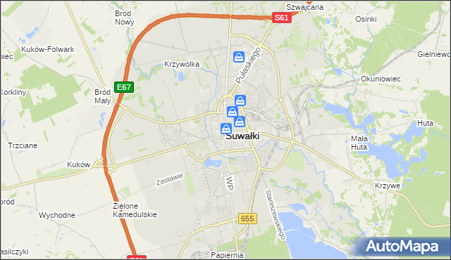 mapa Suwałk, Suwałki na mapie Targeo