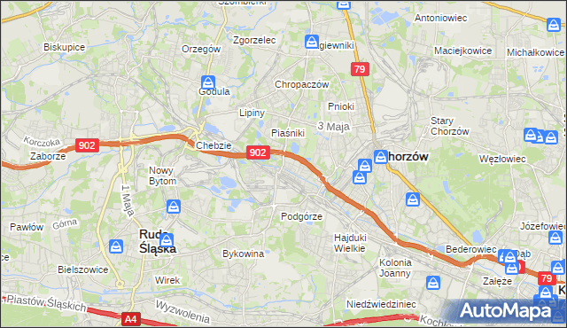 mapa Świętochłowice, Świętochłowice na mapie Targeo