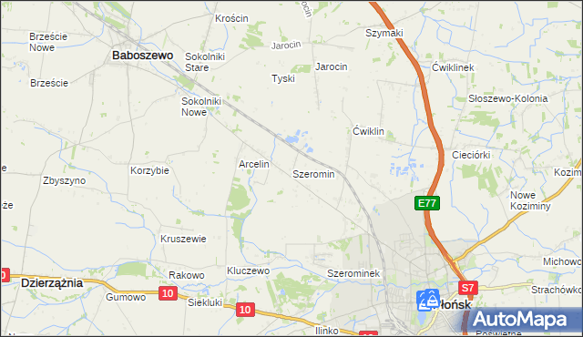 mapa Szeromin, Szeromin na mapie Targeo