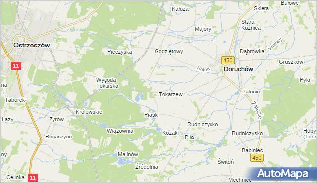 mapa Tokarzew gmina Doruchów, Tokarzew gmina Doruchów na mapie Targeo