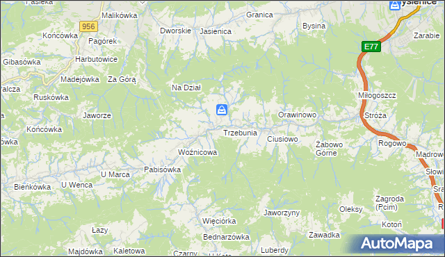 mapa Trzebunia, Trzebunia na mapie Targeo