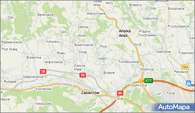mapa Ujazd gmina Zabierzów, Ujazd gmina Zabierzów na mapie Targeo