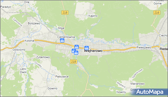 mapa Wejherowo, Wejherowo na mapie Targeo