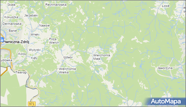 mapa Wierchomla Mała, Wierchomla Mała na mapie Targeo