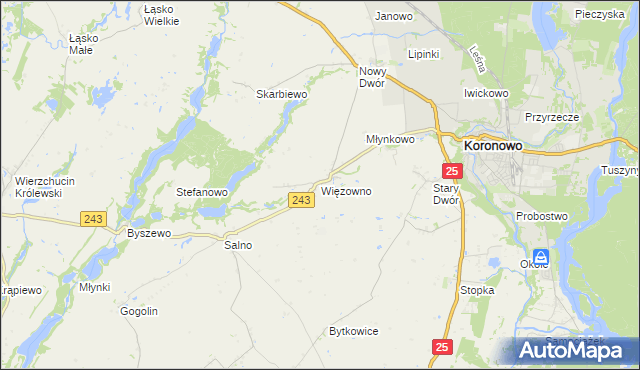 mapa Więzowno, Więzowno na mapie Targeo