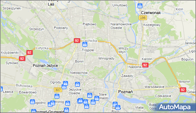 mapa Winogrady, Winogrady na mapie Targeo