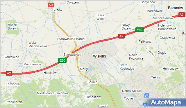 mapa Wiskitki, Wiskitki na mapie Targeo