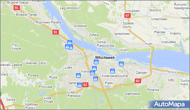 mapa Włocławka, Włocławek na mapie Targeo