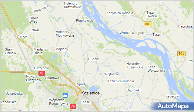 mapa Wymysłów gmina Kozienice, Wymysłów gmina Kozienice na mapie Targeo