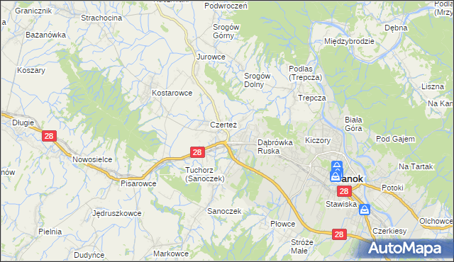 mapa Zabłotce gmina Sanok, Zabłotce gmina Sanok na mapie Targeo