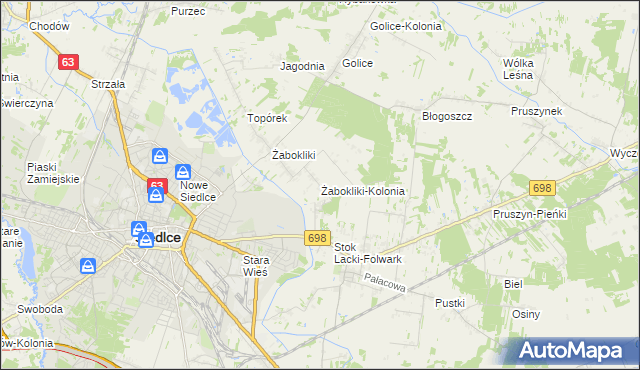 mapa Żabokliki-Kolonia, Żabokliki-Kolonia na mapie Targeo