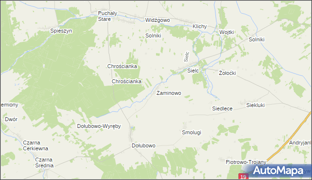 mapa Zaminowo, Zaminowo na mapie Targeo