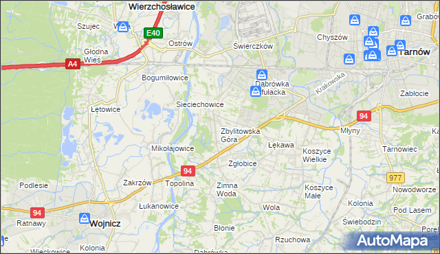 mapa Zbylitowska Góra, Zbylitowska Góra na mapie Targeo