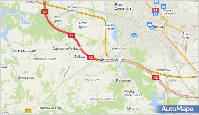 mapa Żelków-Kolonia, Żelków-Kolonia na mapie Targeo