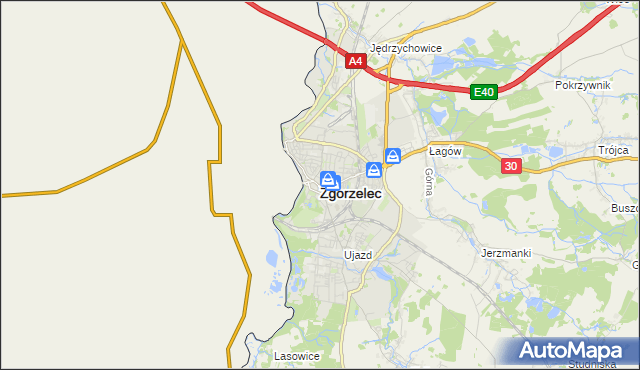 mapa Zgorzelec, Zgorzelec na mapie Targeo