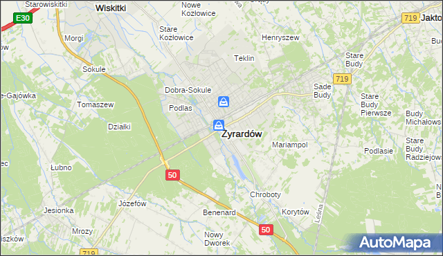 mapa Żyrardów, Żyrardów na mapie Targeo