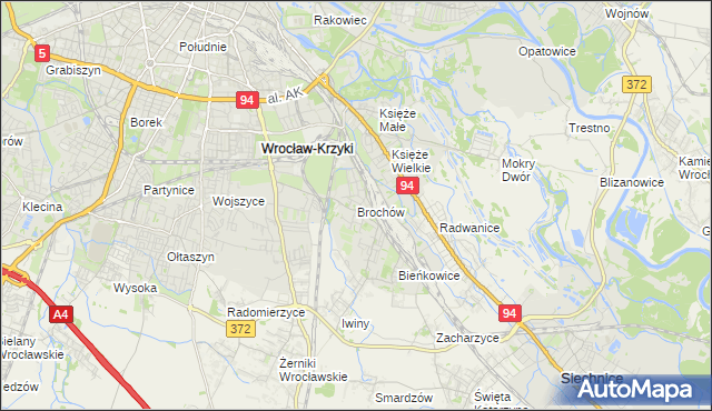 mapa Brochów gmina Wrocław, Brochów gmina Wrocław na mapie Targeo