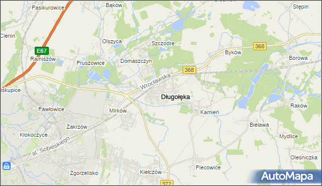 mapa Długołęka powiat wrocławski, Długołęka powiat wrocławski na mapie Targeo