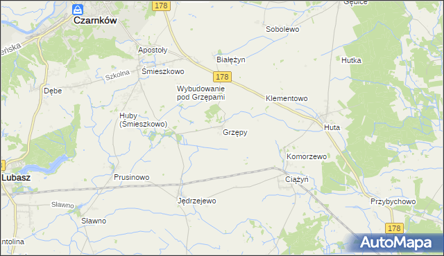 mapa Grzępy, Grzępy na mapie Targeo