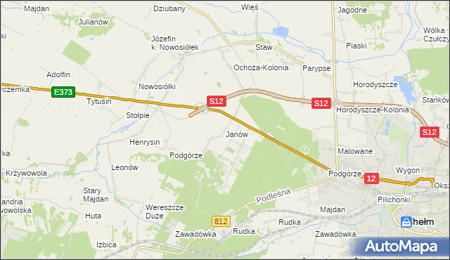 mapa Janów gmina Chełm, Janów gmina Chełm na mapie Targeo