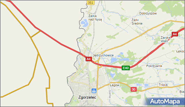 mapa Jędrzychowice gmina Zgorzelec, Jędrzychowice gmina Zgorzelec na mapie Targeo