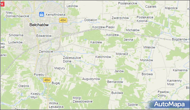 mapa Kielchinów, Kielchinów na mapie Targeo