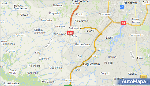 mapa Racławówka, Racławówka na mapie Targeo