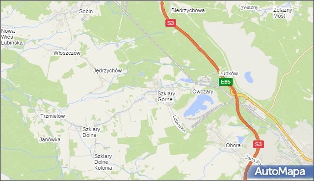 mapa Szklary Górne, Szklary Górne na mapie Targeo