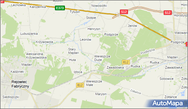 mapa Wereszcze Duże, Wereszcze Duże na mapie Targeo