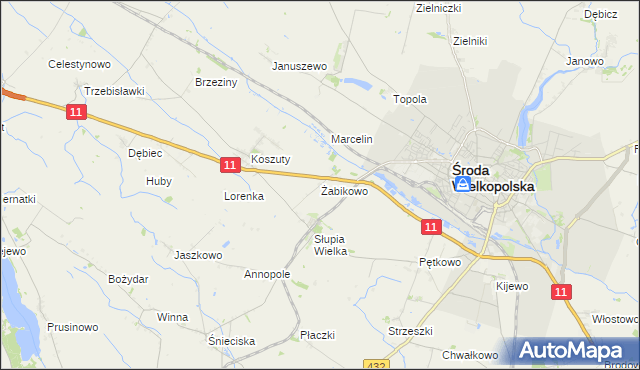 mapa Żabikowo, Żabikowo na mapie Targeo