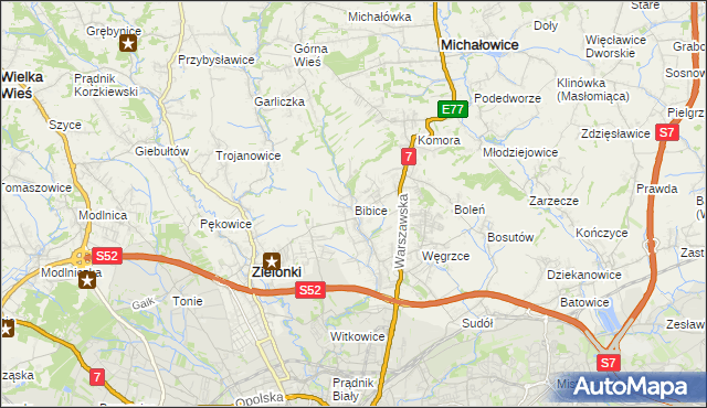 mapa Bibice, Bibice na mapie Targeo