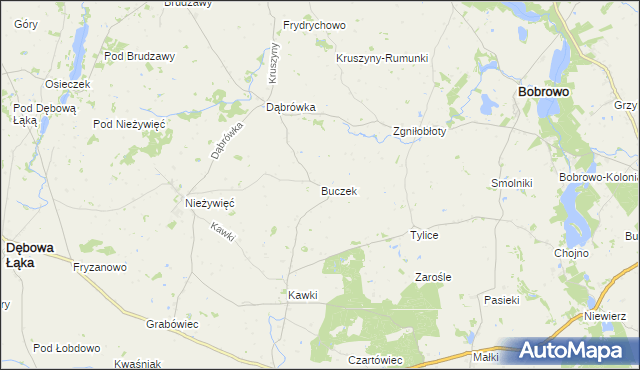 mapa Buczek gmina Bobrowo, Buczek gmina Bobrowo na mapie Targeo