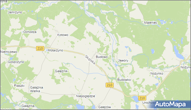 mapa Budowo, Budowo na mapie Targeo