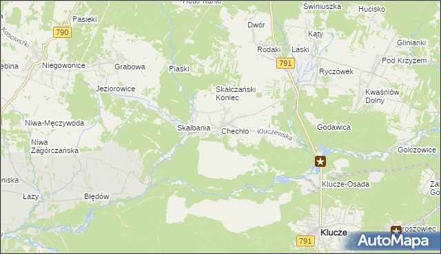 mapa Chechło gmina Klucze, Chechło gmina Klucze na mapie Targeo