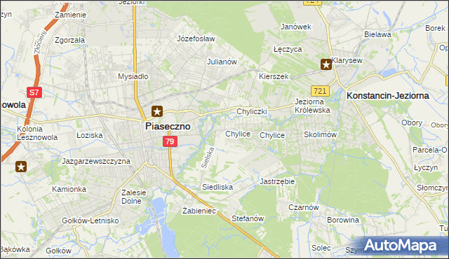 mapa Chylice gmina Piaseczno, Chylice gmina Piaseczno na mapie Targeo