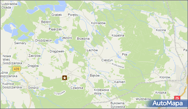 mapa Dobrzec gmina Sośnie, Dobrzec gmina Sośnie na mapie Targeo