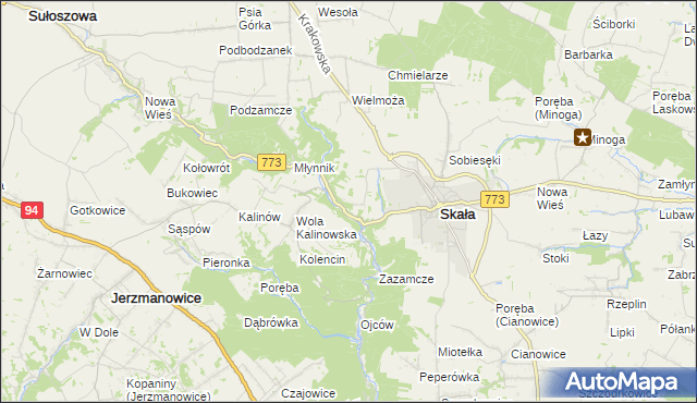 mapa Grodzisko gmina Skała, Grodzisko gmina Skała na mapie Targeo