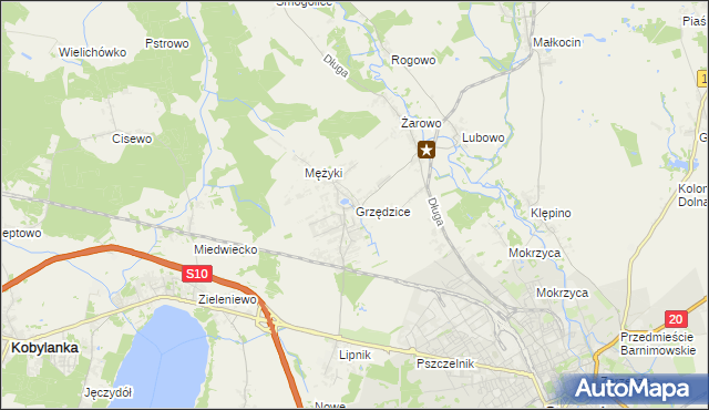 mapa Grzędzice, Grzędzice na mapie Targeo