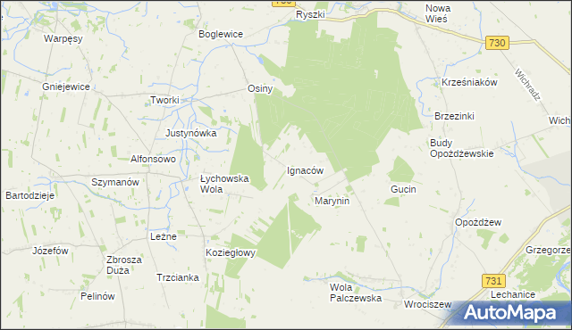 mapa Ignaców gmina Jasieniec, Ignaców gmina Jasieniec na mapie Targeo