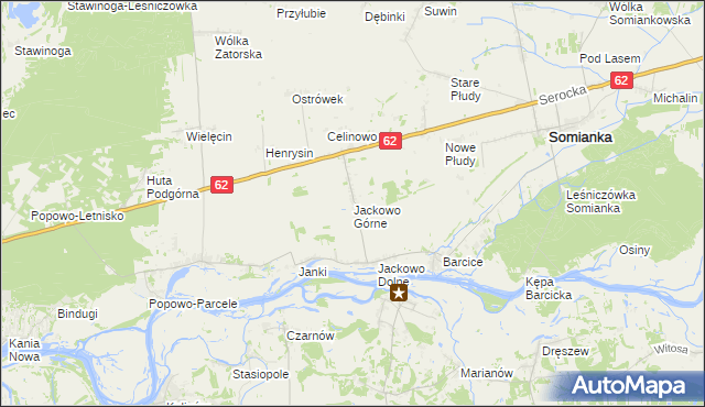 mapa Jackowo Górne, Jackowo Górne na mapie Targeo