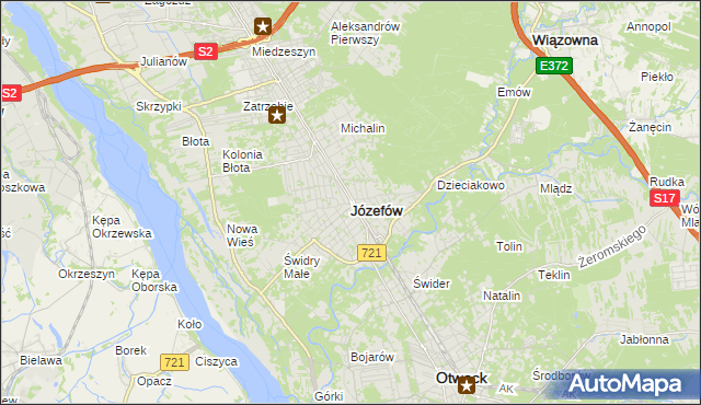 mapa Józefów powiat otwocki, Józefów powiat otwocki na mapie Targeo