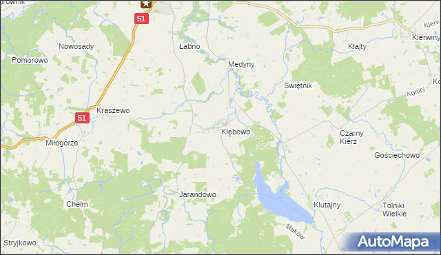 mapa Kłębowo, Kłębowo na mapie Targeo