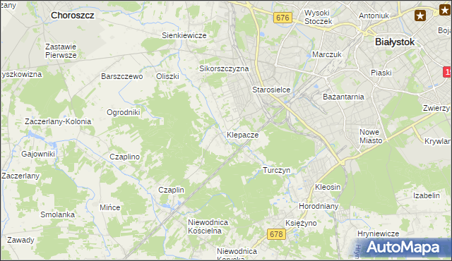 mapa Klepacze gmina Choroszcz, Klepacze gmina Choroszcz na mapie Targeo