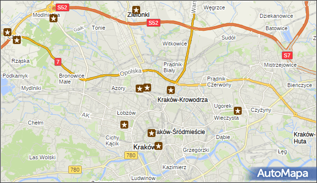 mapa Krowodrza, Krowodrza na mapie Targeo