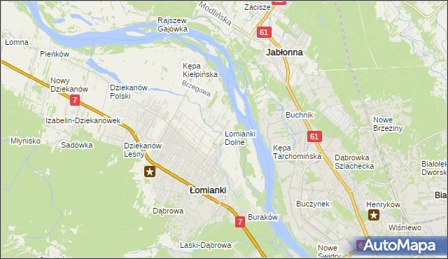 mapa Łomianki Dolne, Łomianki Dolne na mapie Targeo