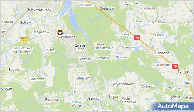 mapa Nowinki gmina Piaseczno, Nowinki gmina Piaseczno na mapie Targeo