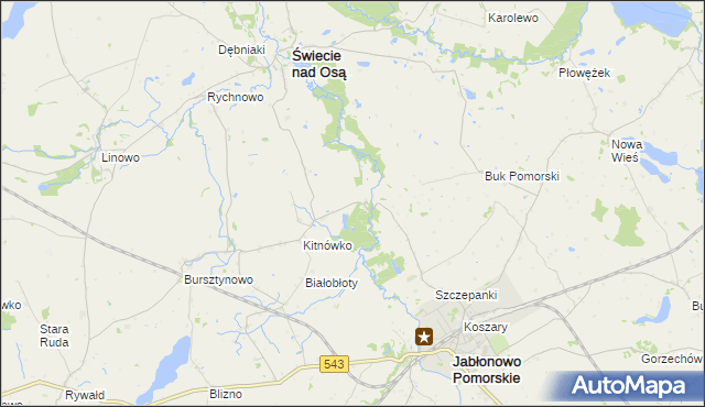 mapa Nowy Młyn gmina Świecie nad Osą, Nowy Młyn gmina Świecie nad Osą na mapie Targeo