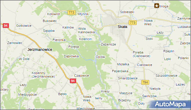 mapa Ojców, Ojców na mapie Targeo