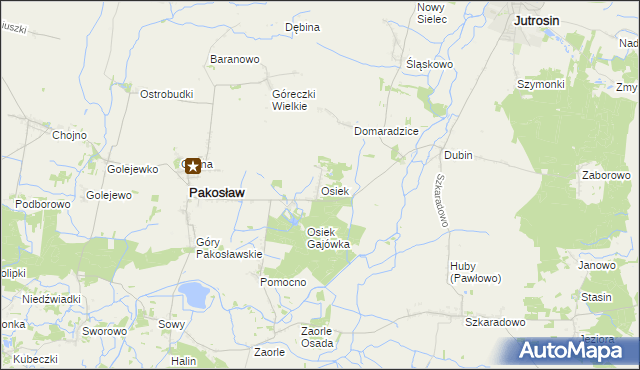 mapa Osiek gmina Pakosław, Osiek gmina Pakosław na mapie Targeo