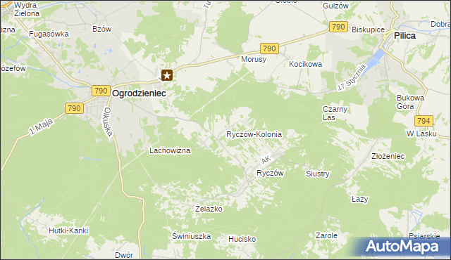 mapa Ryczów-Kolonia, Ryczów-Kolonia na mapie Targeo